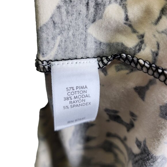 J Jill Shirt Dress Womens S‎ Black Cream Floral Pockets Buttons Short Sleeve - Picture 6 of 8